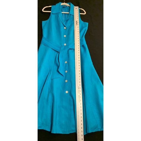 Coldwater Creek Womens A-Line Dress Linen Blend Button Front Midi Fully Lined 8 - Picture 4 of 9